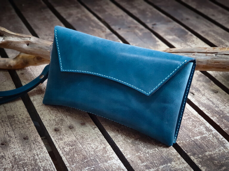 Curved Leather Clutch Bag