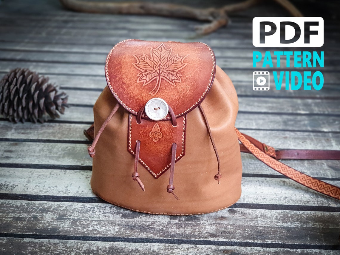 Leather Backpack Pattern & Video, Pattern,Patterns,Templates,PDF  Files,Download,How to Make,Leathercraft,Leather Art,Design,High  Quality,Making Pouch,Belt Pouch