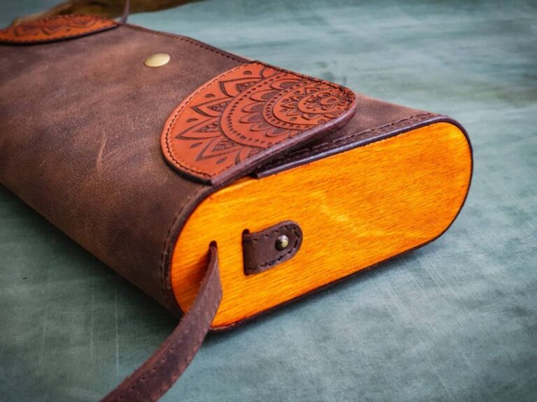 Wood and Leather Bag, Boho Style Bag, Mandala Shoulder Bag