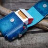 Blue Leather Cigarette Case With Vegvisir Symbol