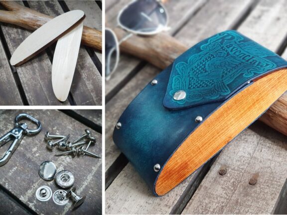 Wood and Leather Sunglasses Case Kit, DIY Leather Crafts
