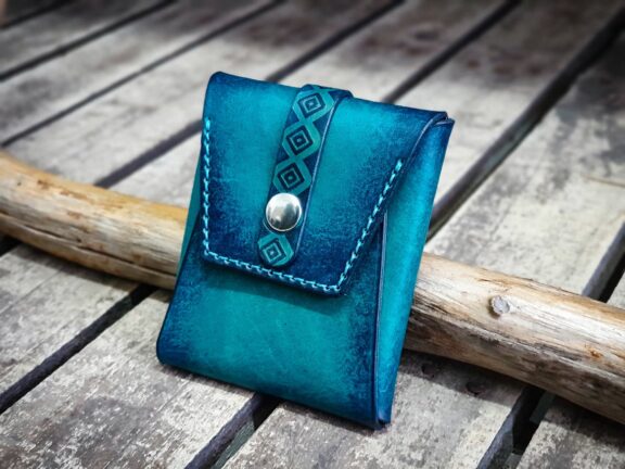 Pocket Size Blue Leather Wallet