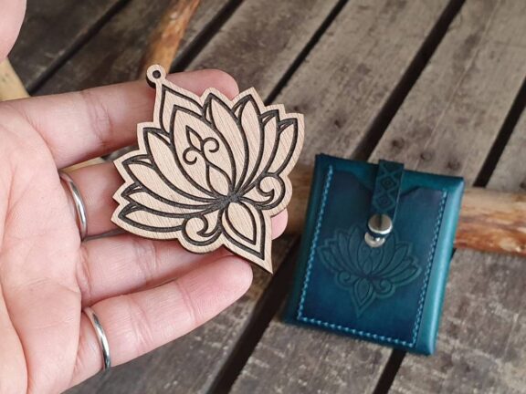 Lotus Flower Wooden Stamp For Leather Crafting