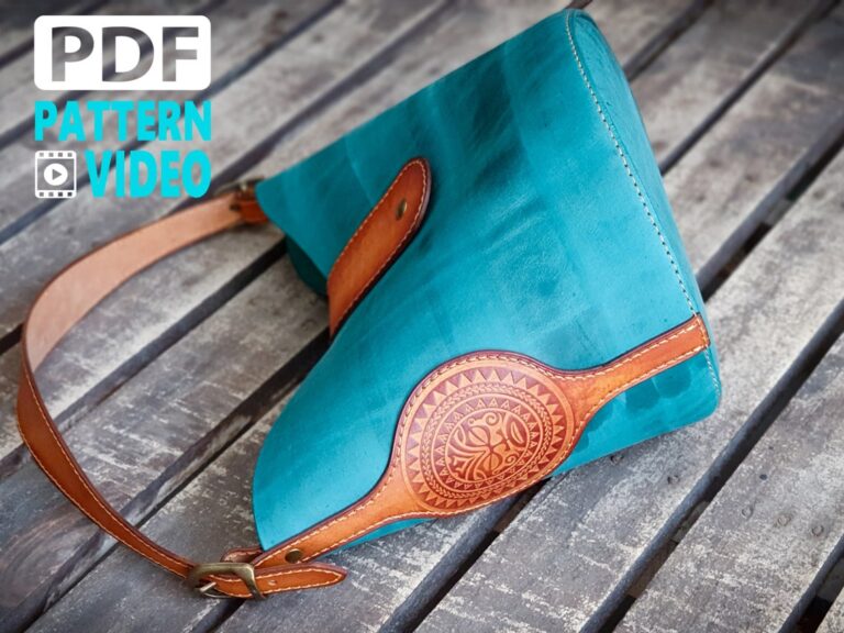 PDF Leather Pattern. Polynesian Design Leather BUCKET hand bag