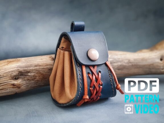 PDF Leather Pattern. Leather drawstring coin pouch