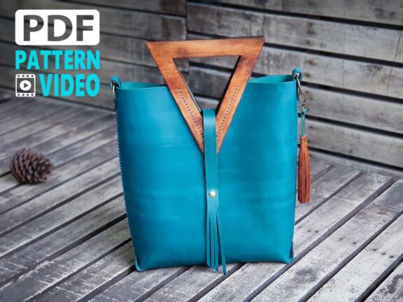 PDF Leather Pattern | Tote Bag with Wooden Handles