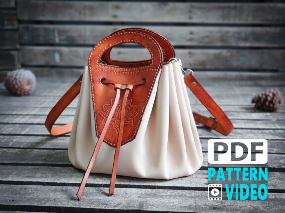 PDF Leather Pattern. Leather BUCKET hand bag