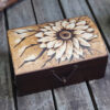 Wooden Box With Pyrography, Flower