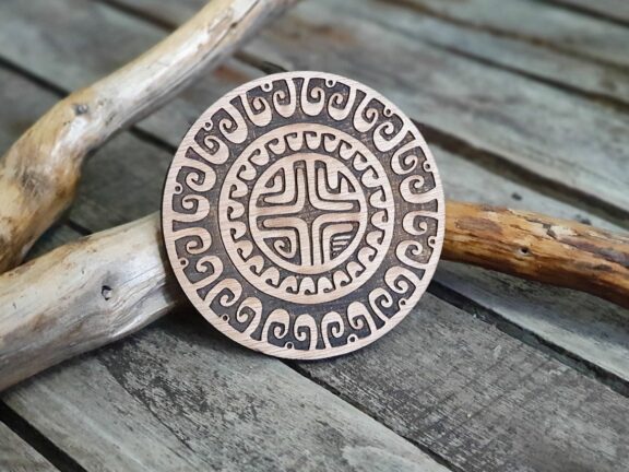 POLYNESIAN Design No2 Wooden Stamp For Leather Crafting | 8,5 cm diameter