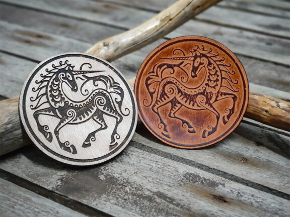 Unicorn Wooden Stamp For Leather Crafting | 8 cm diameter
