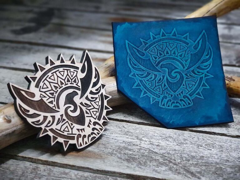 Phoenix Wooden Stamp For Leather Crafting | 8,5 cm diameter