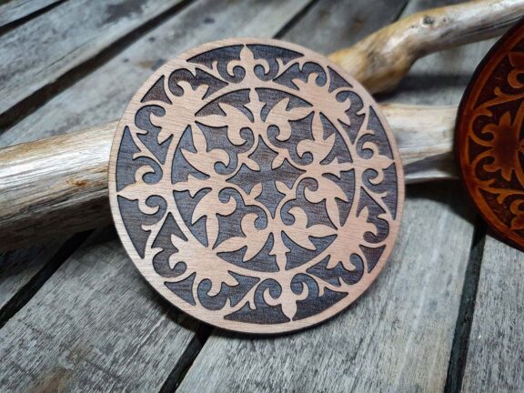 8,5 cm diameter Round polynesian Wooden Stamp for leather crafting