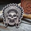 Indian Skull Wooden Stamp For Leather Crafting | Dimensions 9 cm x 8 cm