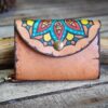 Leather Card Holder With Hand-Painted Mandala