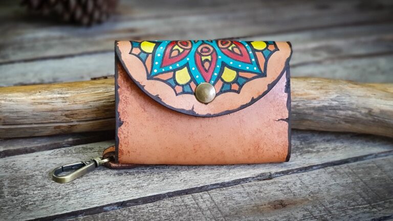 Leather Card Holder With Hand-Painted Mandala