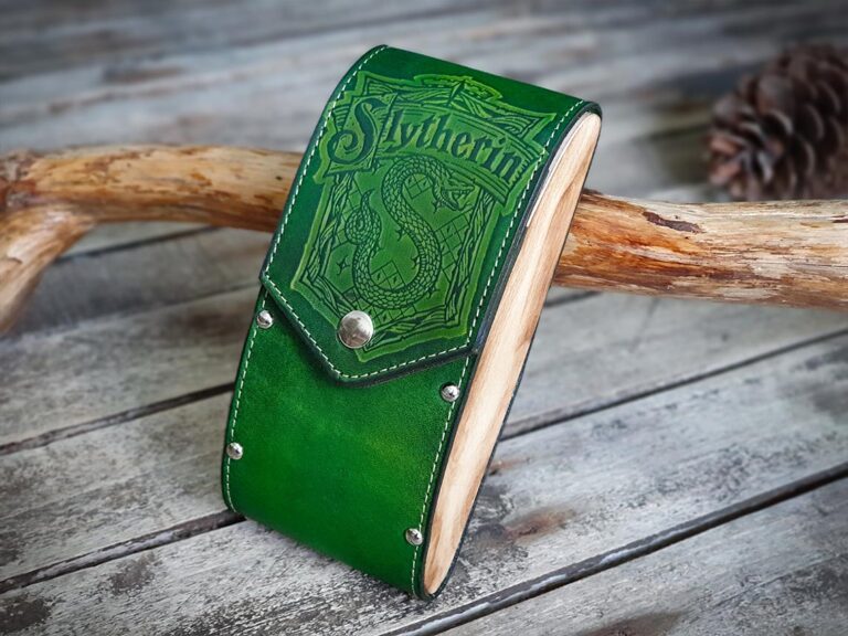 Green Wood and Leather Case