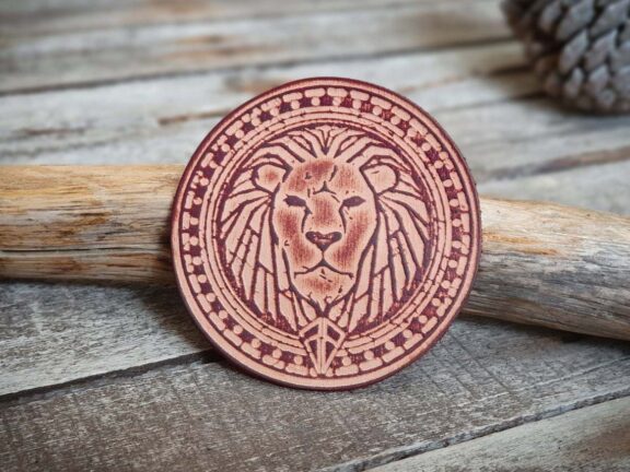 Leather Round Patch Lion | 8,5 cm