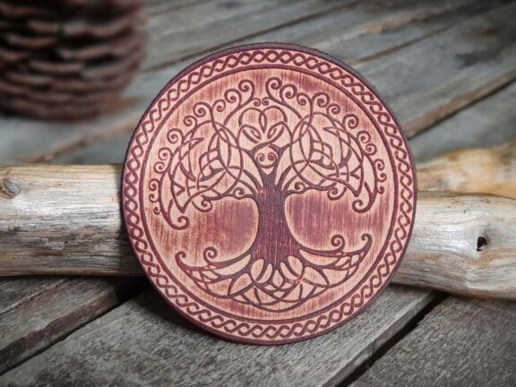 Leather Round Patch | Tree Design | 9 cm