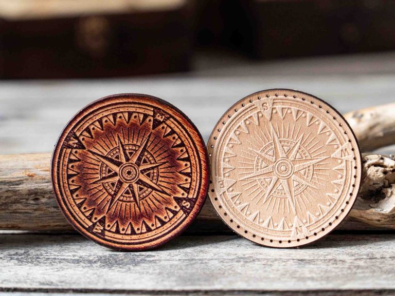 Nautical Compass leather patch