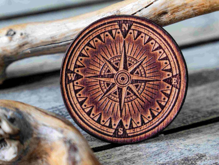 Nautical Compass leather patch