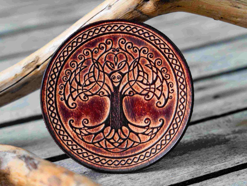 Leather Round Patch Tree of Life Design | 9 cm
