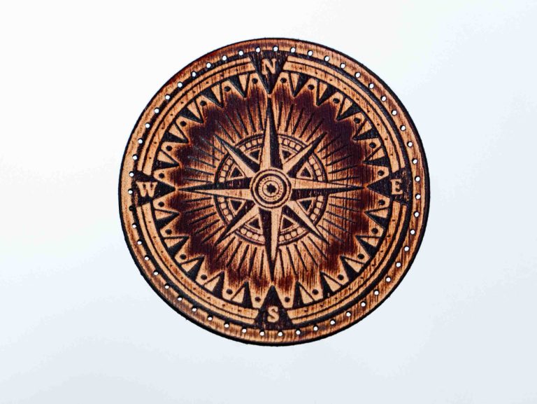 Nautical Compass leather patch