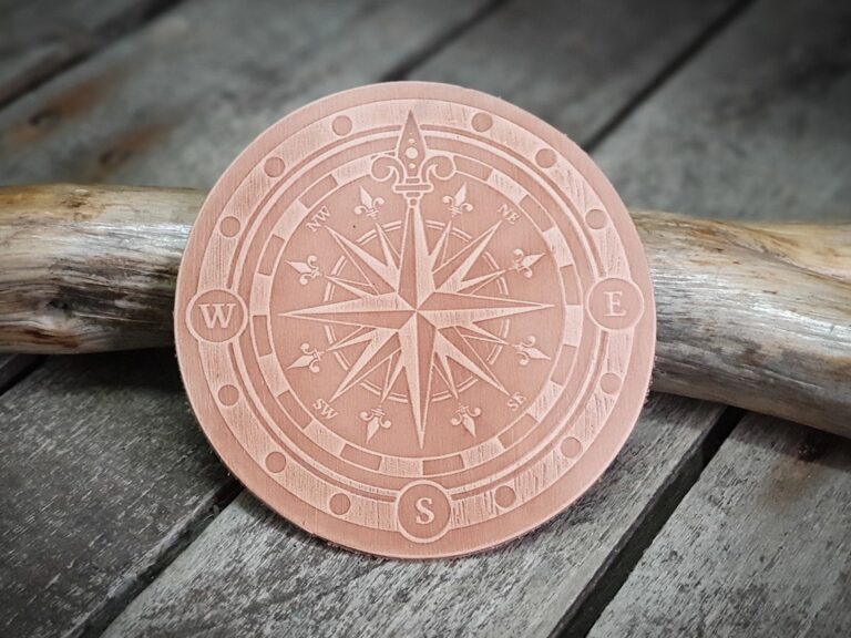 Leather Round Patch | Nautical Compass Rose