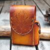 Yellow Leather Cigarette Case with Leaf Design