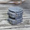 Unisex Leather Cuff Bracelet Gray | Handmade Leather Wrist Cuff