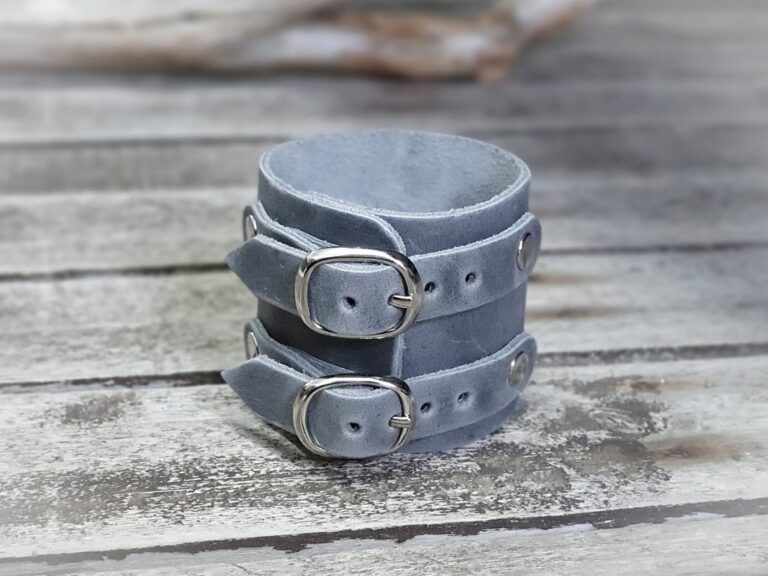 Unisex Leather Cuff Bracelet Gray | Handmade Leather Wrist Cuff