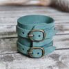 Soft Green Unisex Leather Cuff Bracelet | Handmade Leather Wrist Cuff