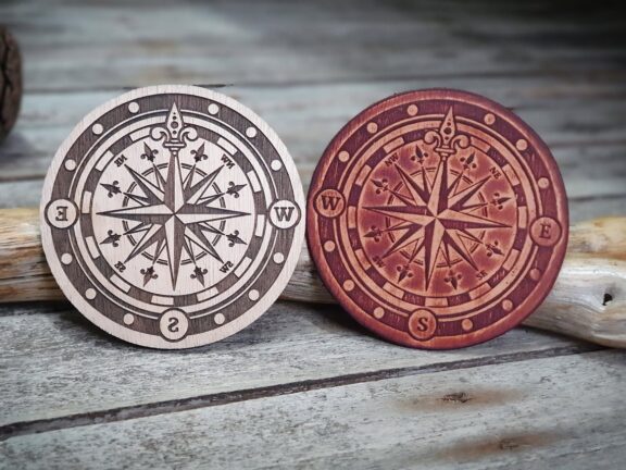 Nautical Compass Wooden Stamp For Leather Crafting | Compass Rose