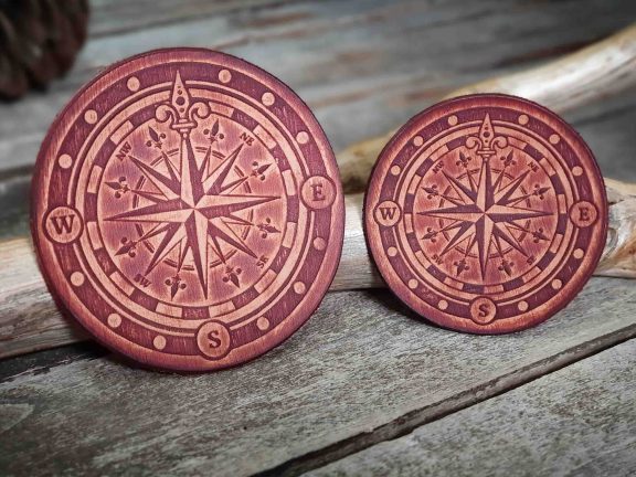 Nautical Compass Rose leather patch