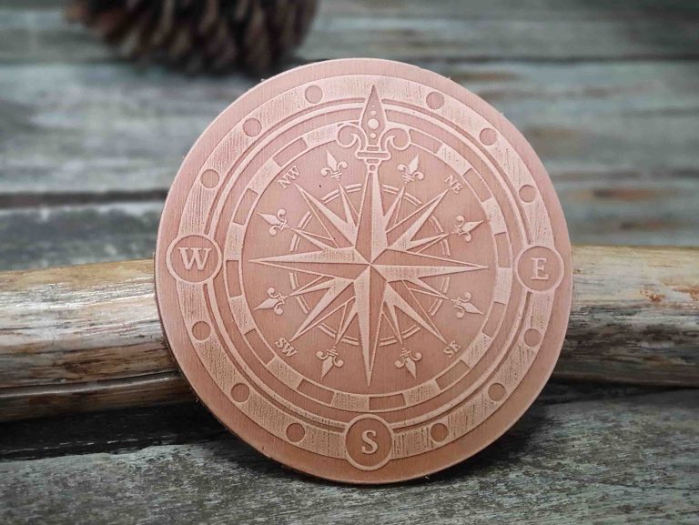 Nautical Compass Rose leather patch