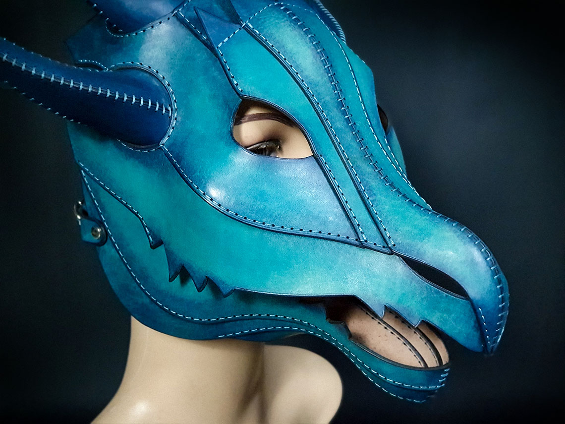 Laser Leather Dragon Mask Pattern, AI PDF Leather