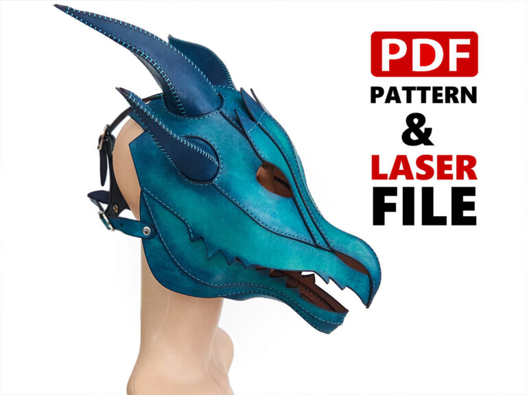 laser cut leather dragon mask pattern