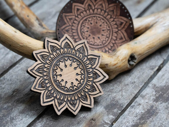 Sunflower Mandala  Wooden Stamp for leather crafting