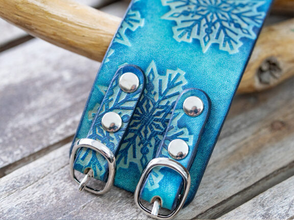 Snowflake Embossed Leather Cuff