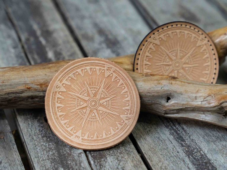 Leather Round Patch Nautical Compass