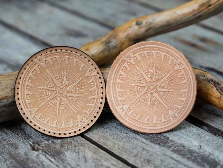 Leather Round Patch Nautical Compass