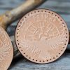 Leather Round Patch Norse Raven Rune