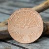 Leather Round Patch Norse Raven Rune