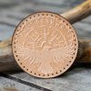 Leather Round Patch Norse Raven Rune