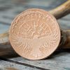 Leather Round Patch Norse Raven Rune