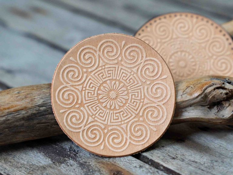 Leather Round Patch Meandros Wind Mandala