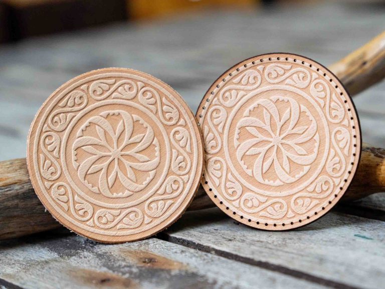 Leather Round Patch Vintage Floral Mandala