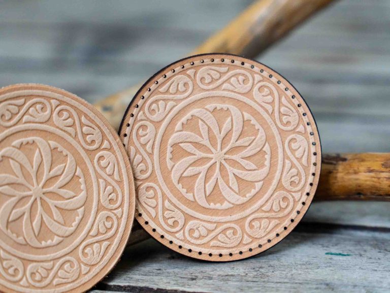 Leather Round Patch Vintage Floral Mandala