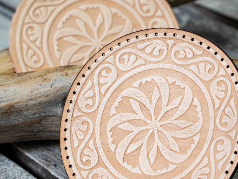 Leather Round Patch Vintage Floral Mandala