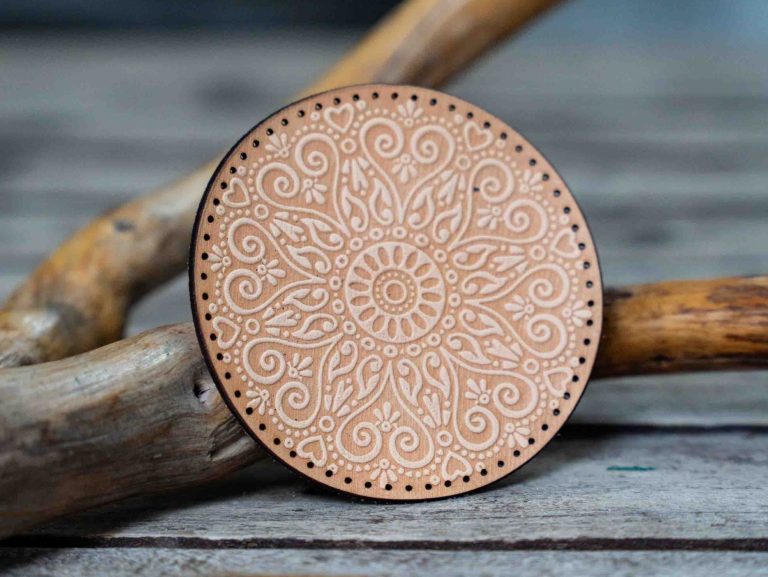 Heart Mandala leather patch