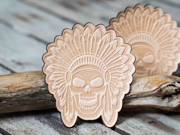 Leather Patch Indian Skull